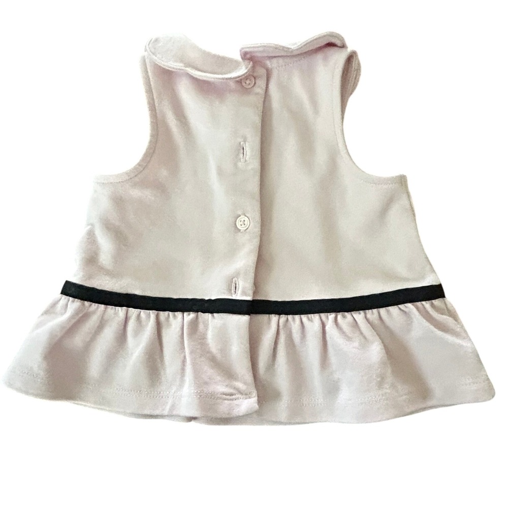 Janie and Jack Baby Girls Pink Velour Scalloped Collar Ruffle Top 3-6 Months